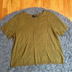 Norton Studio Olive Green Women's Specked Wool Short Sleeve Sweater Size 3X